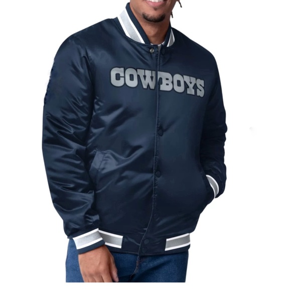 NWT Men’s Cowboys DallasNavy/Grey Varsity Bomber Snap-Up Jacket